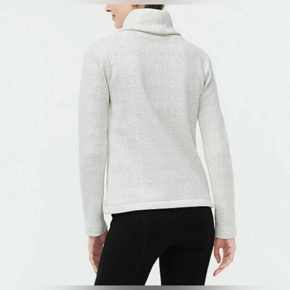 J. Crew Mercantile Glen Plaid Cream Gray Check Funnel neck  Sweater • Medium - Picture 8 of 10